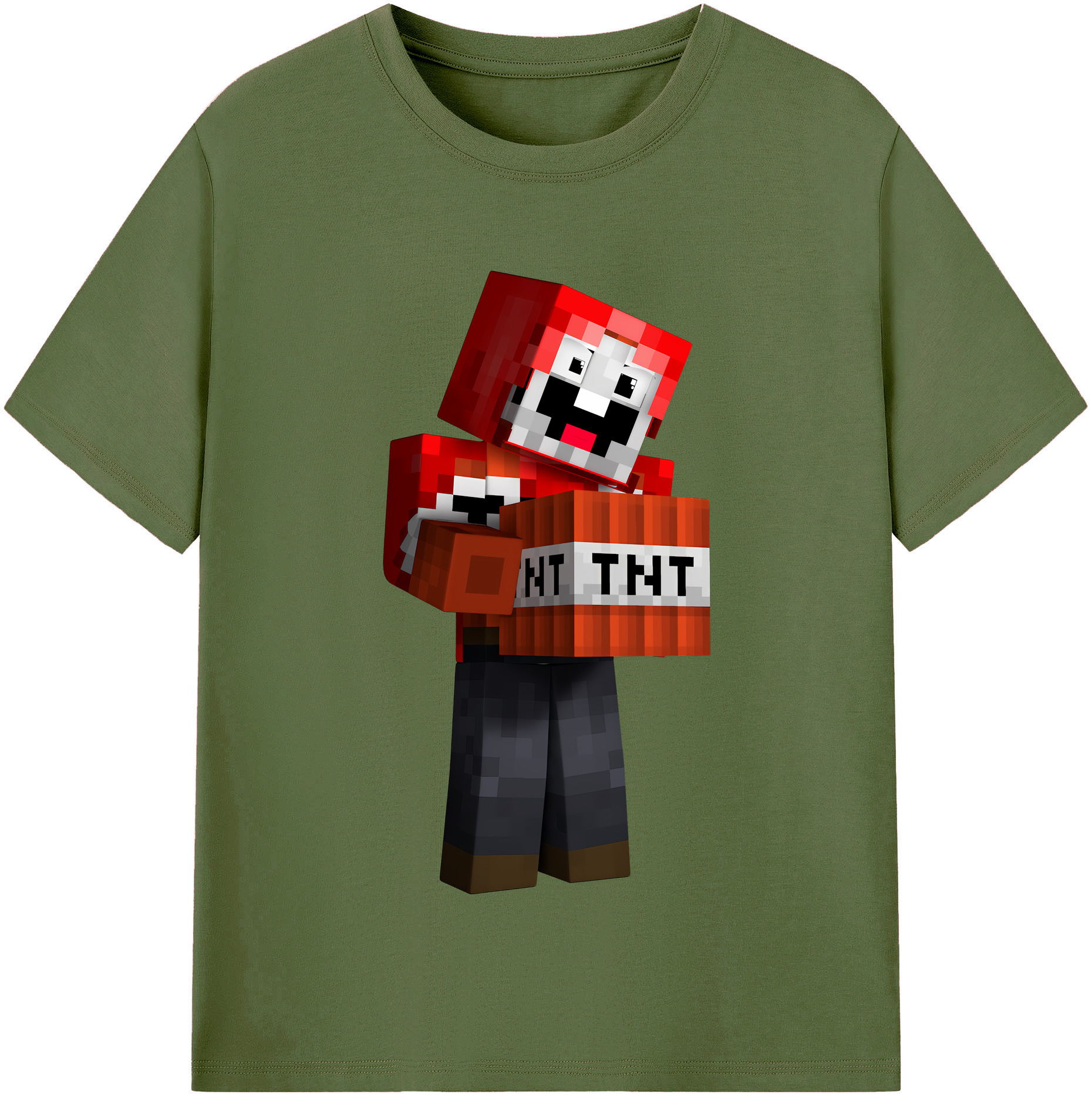 （画像用） マインクラフト ブロックの世界 Minecraft MC Block world 綿100％半袖Tシャツ（フロントプリント）
